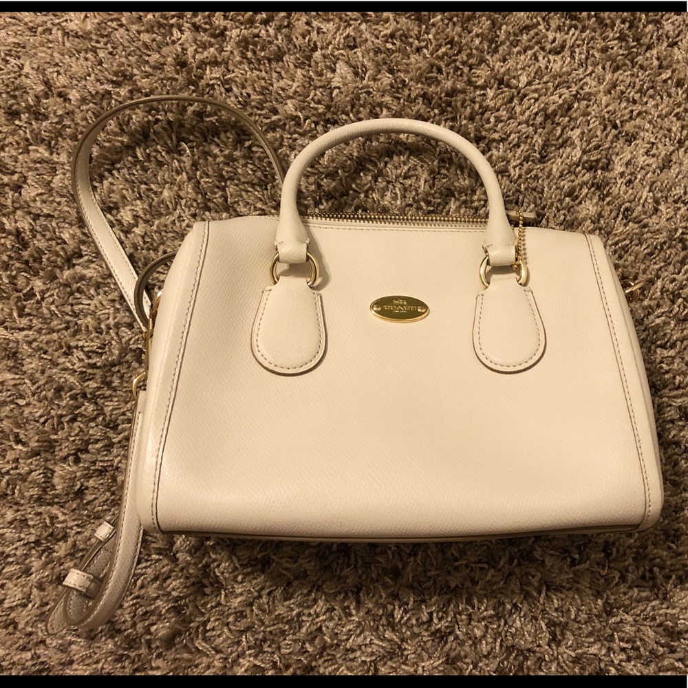 Coach Leather White Satchel with Crossbody Strap